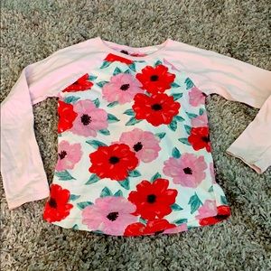 Carters size 6 long sleeve floral baseball tee